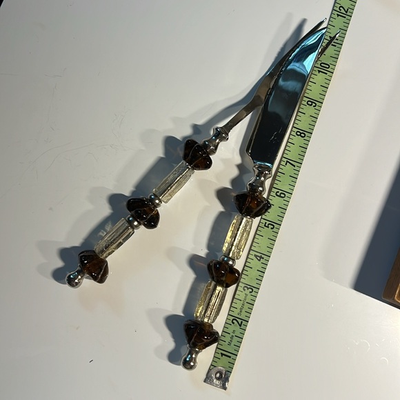 Silver and Glass Serving/Carving knife Fork Set - Picture 4 of 6